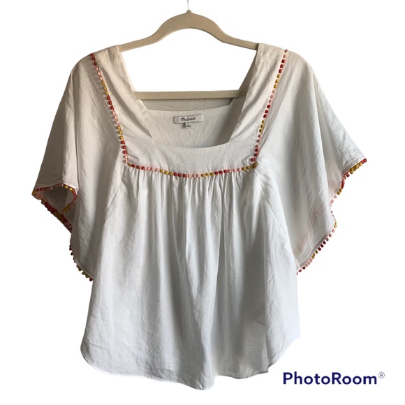 Madewell PomPom Butterfly White Top Size XSmall - Picture 2 of 7